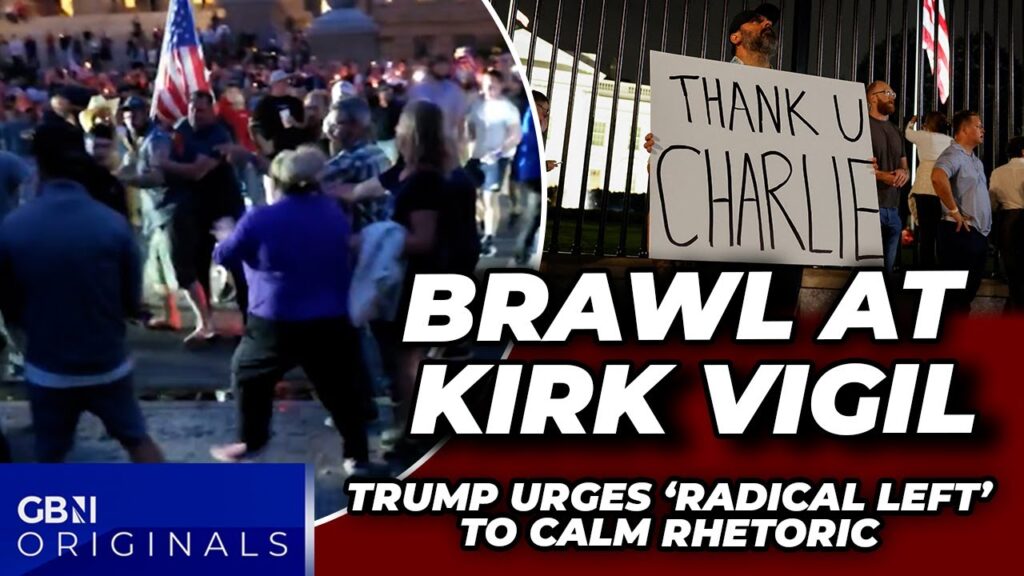 WATCH: Trump urges ‘radical Left’ to calm rhetoric as brawl sparks at Charlie Kirk vigil