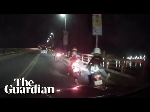 Dashcam footage shows people rocked off their bikes as earthquake shakes the Philippines