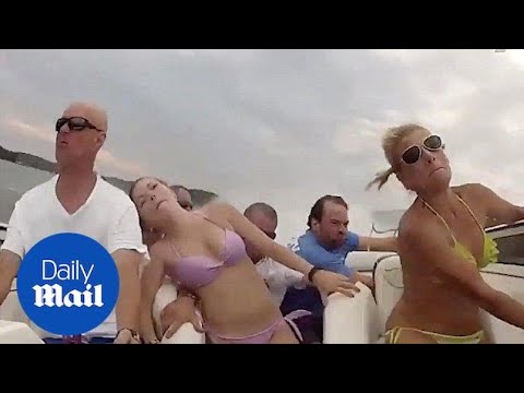 Horrifying moment boat passengers are injured after accident